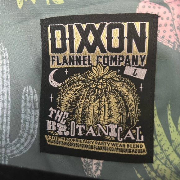 DIXXON Green and Pink Cactus Casual Button Down Shirt - Picture 2 of 2